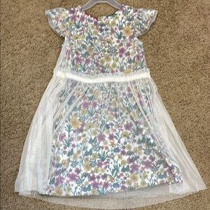 Hanna Andersson Floral Dress with Sheer Overlay